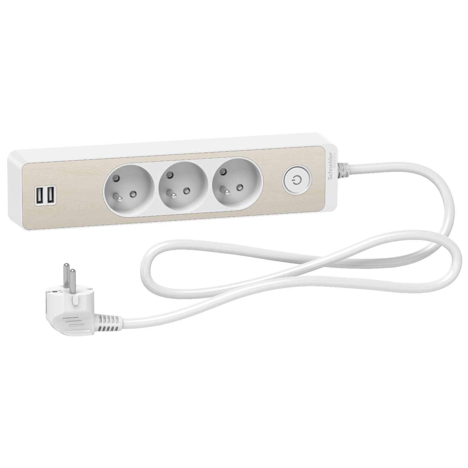 Schneider Electric French 2P 3 Gang Trailing Socket, 1.5m Cable, 16A, 250 V