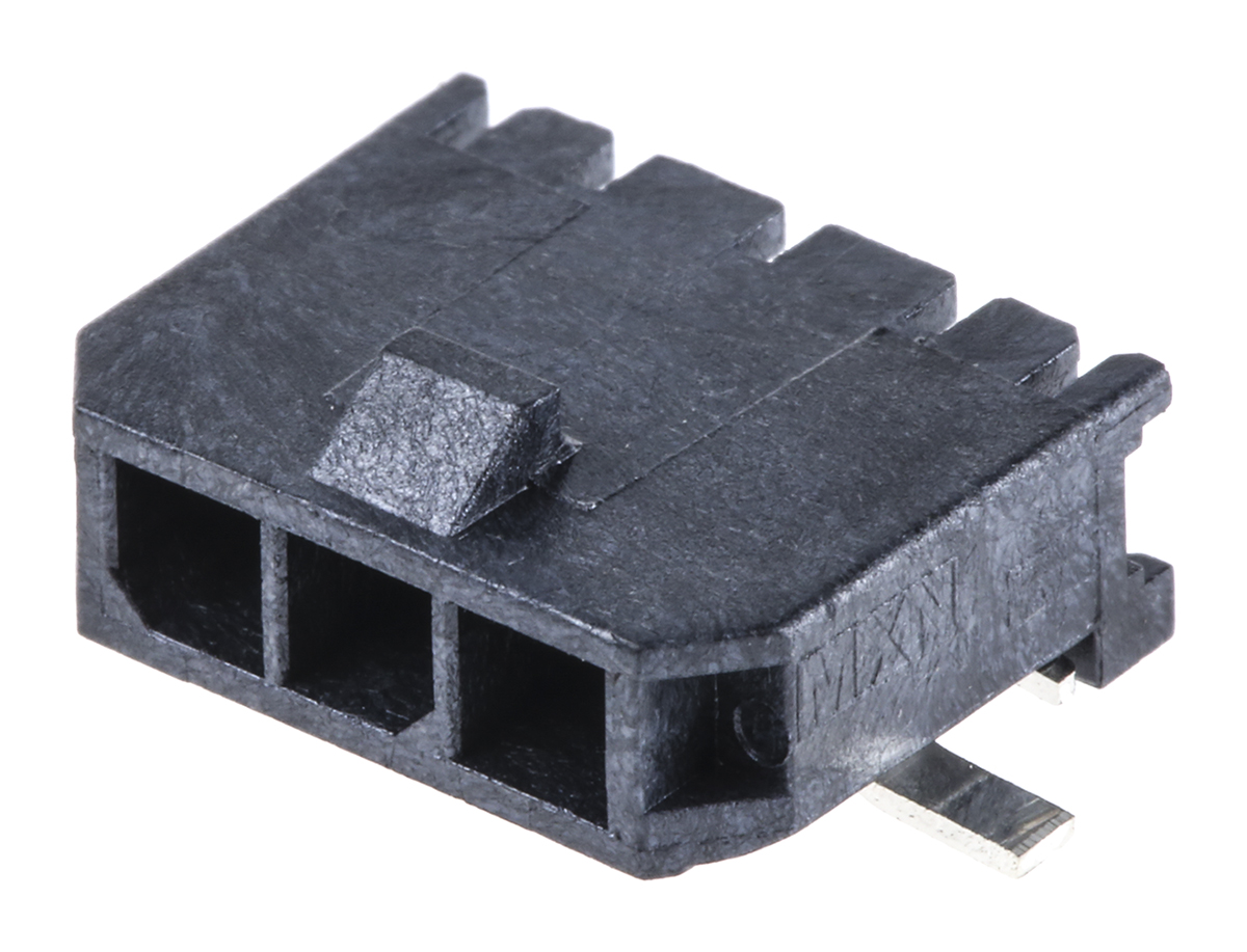 Molex Micro-Fit 3.0 Series Right Angle Surface PCB Header, 3 Contact(s), 3 mm Pitch, 1 Row, Shrouded