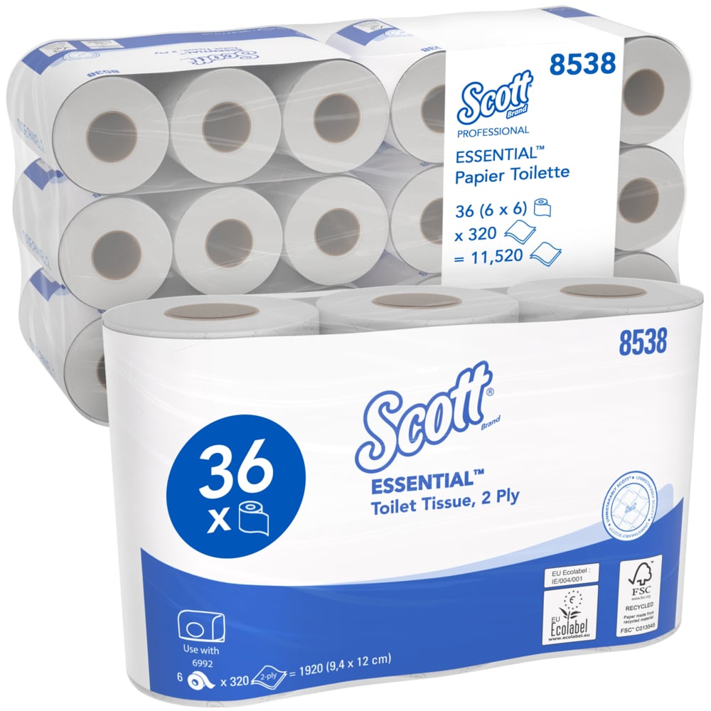 SCOTT 36 Packs of rolls of 11520 Sheets Toilet Roll, 2 ply