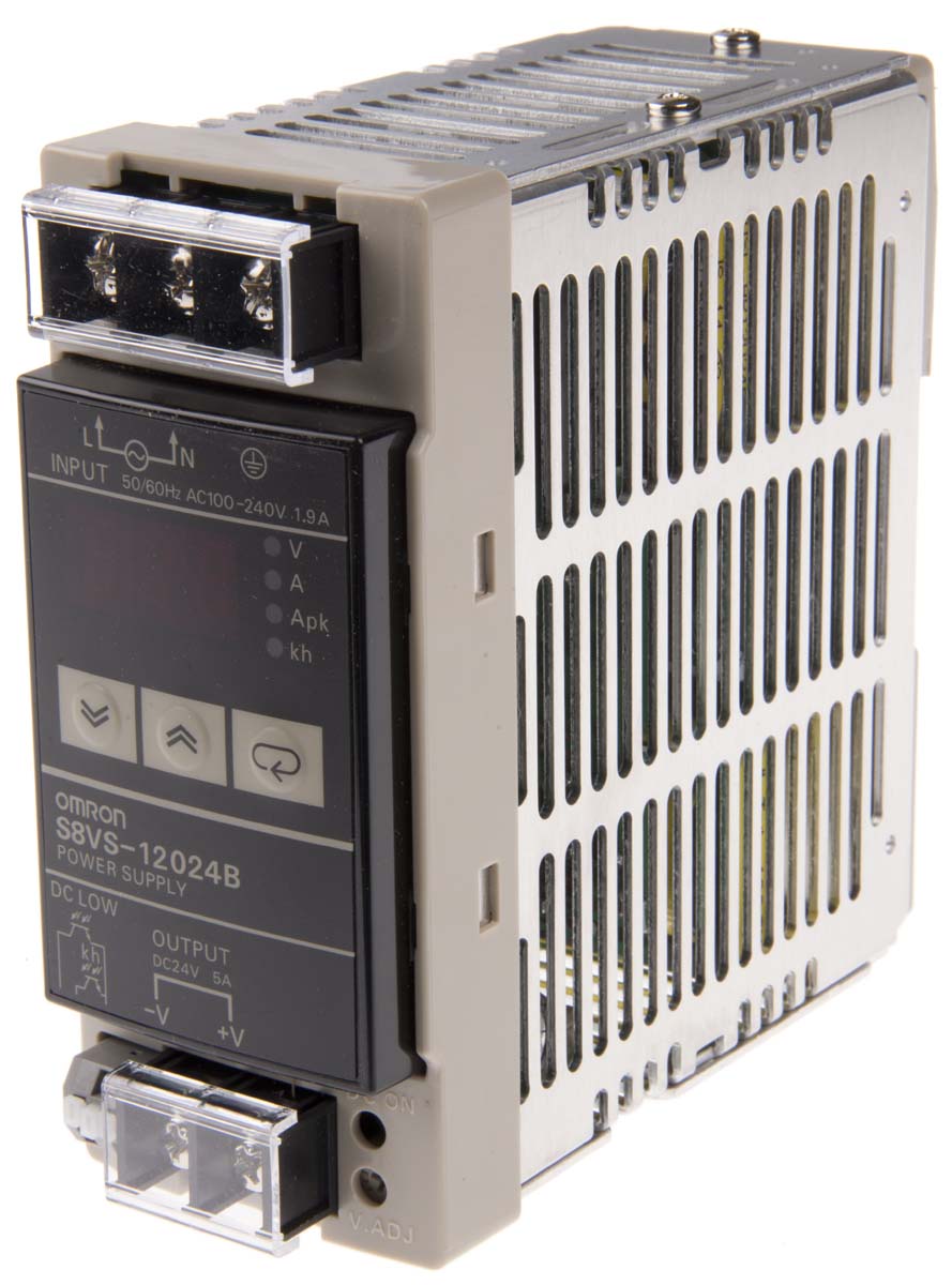 Omron S8VS Switched Mode DIN Rail Power Supply, 85 → 264V ac ac Input, 24V dc dc Output, 5A Output, 120W