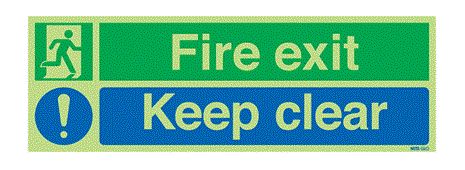 Polypropylene Keep Clear, Fire Exit, Keep Clear, English, Exit Sign