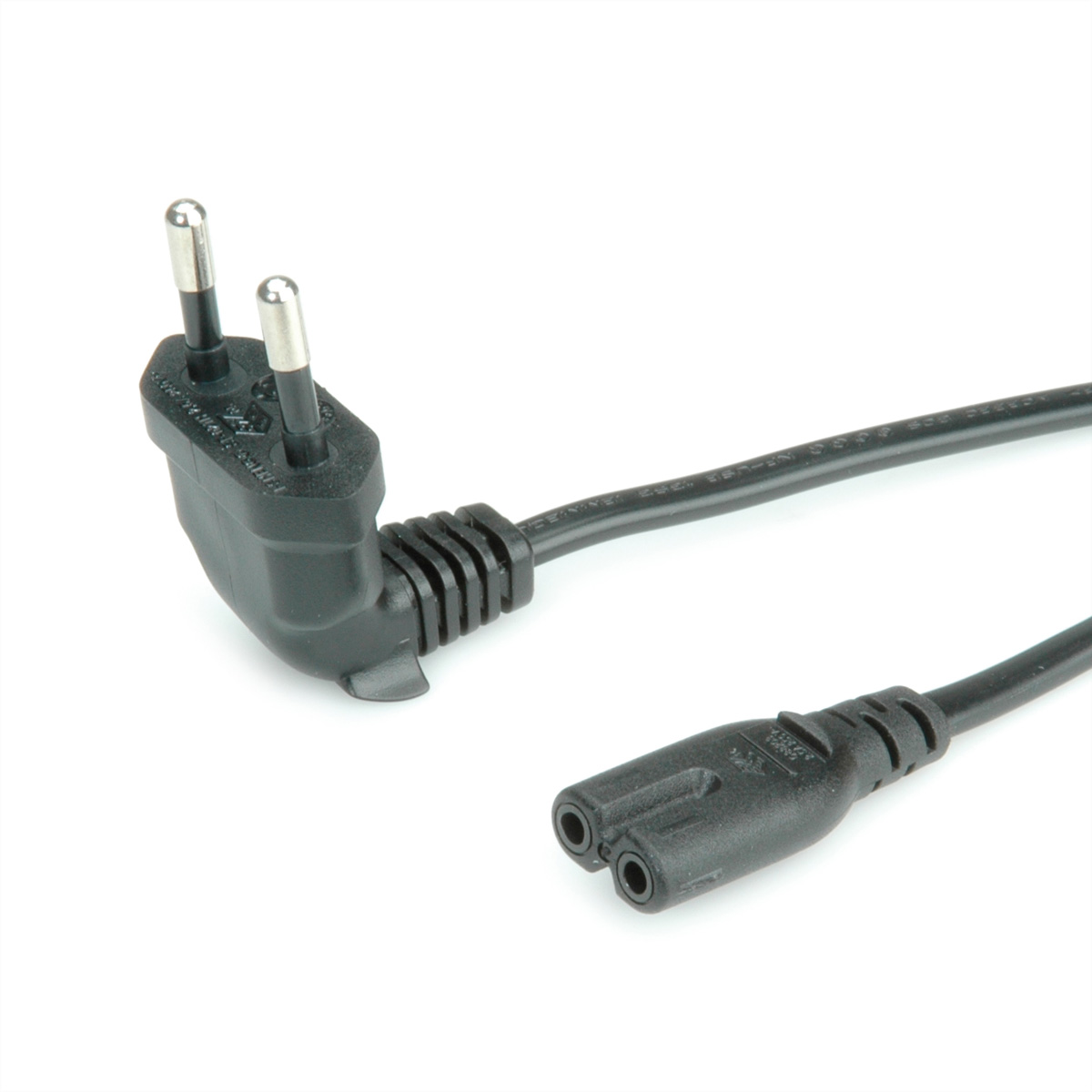 Roline Straight CEE 7/16 Plug to Right Angle IEC C7 Socket Power Cable, 1.8m