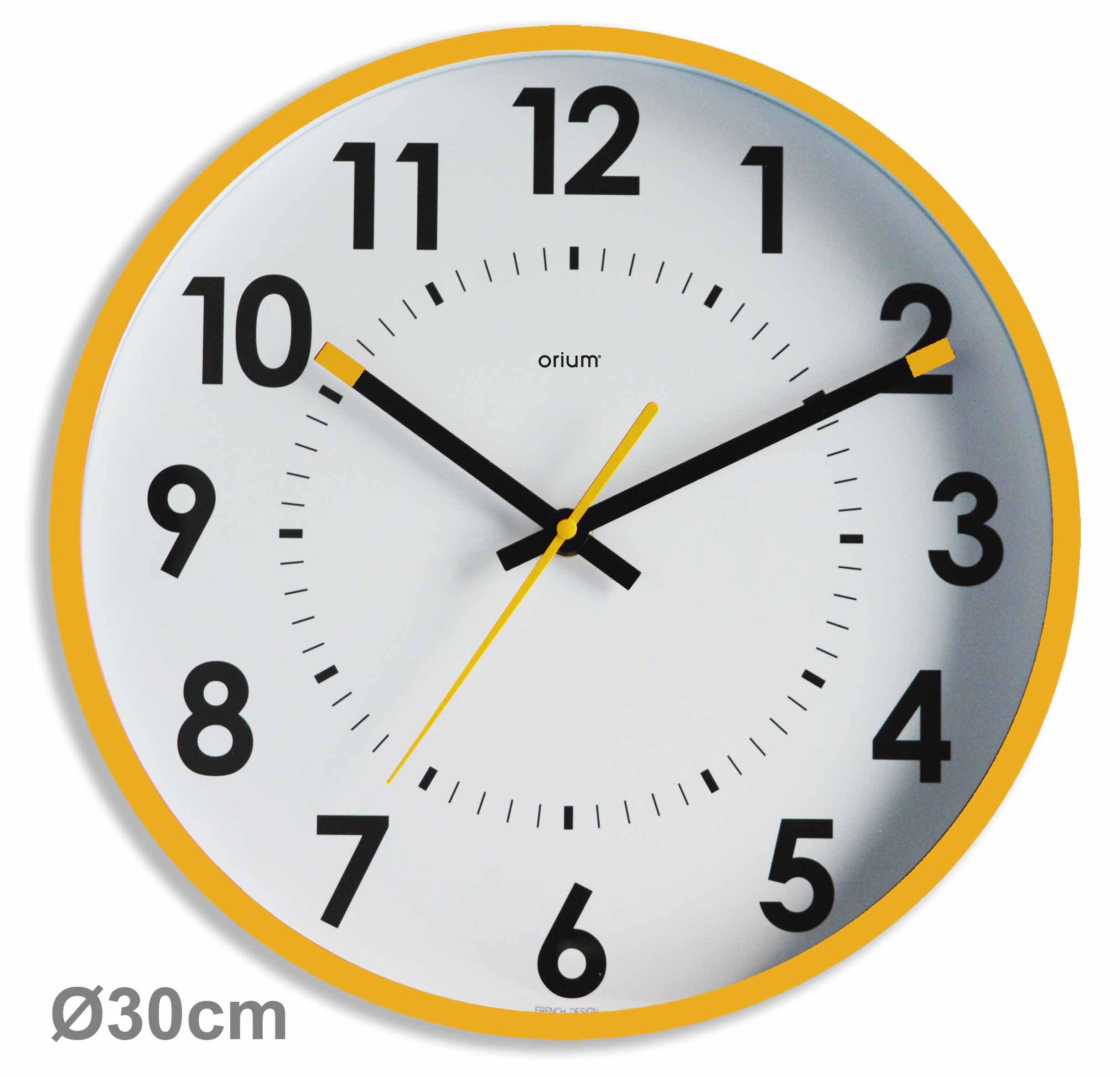 Orium Yellow Analog Wall Clock, 30cm Diameter