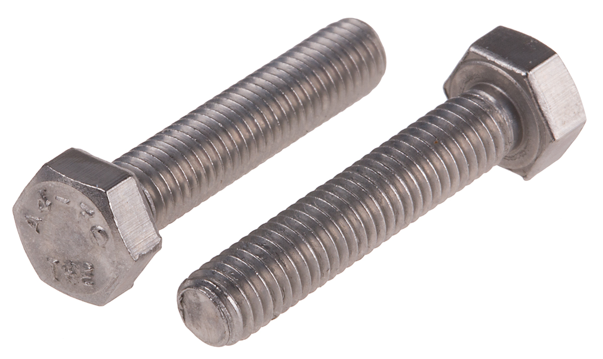 RS PRO Plain Stainless Steel, Hex Bolt, M5 x 25mm