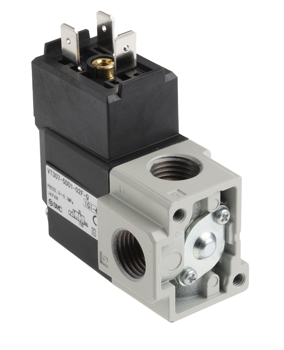 SMC 3/2 Pneumatic Solenoid Valve - Solenoid/Solenoid G 1/4 VT307 Series 24V dc
