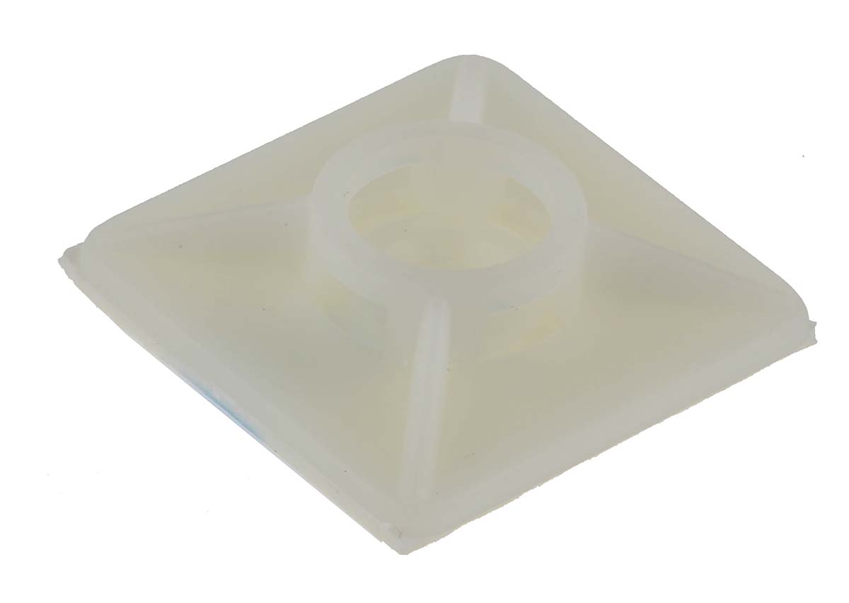 RS PRO Self Adhesive Natural Cable Tie Mount 26.3 mm x 26.3mm, 5mm Max. Cable Tie Width