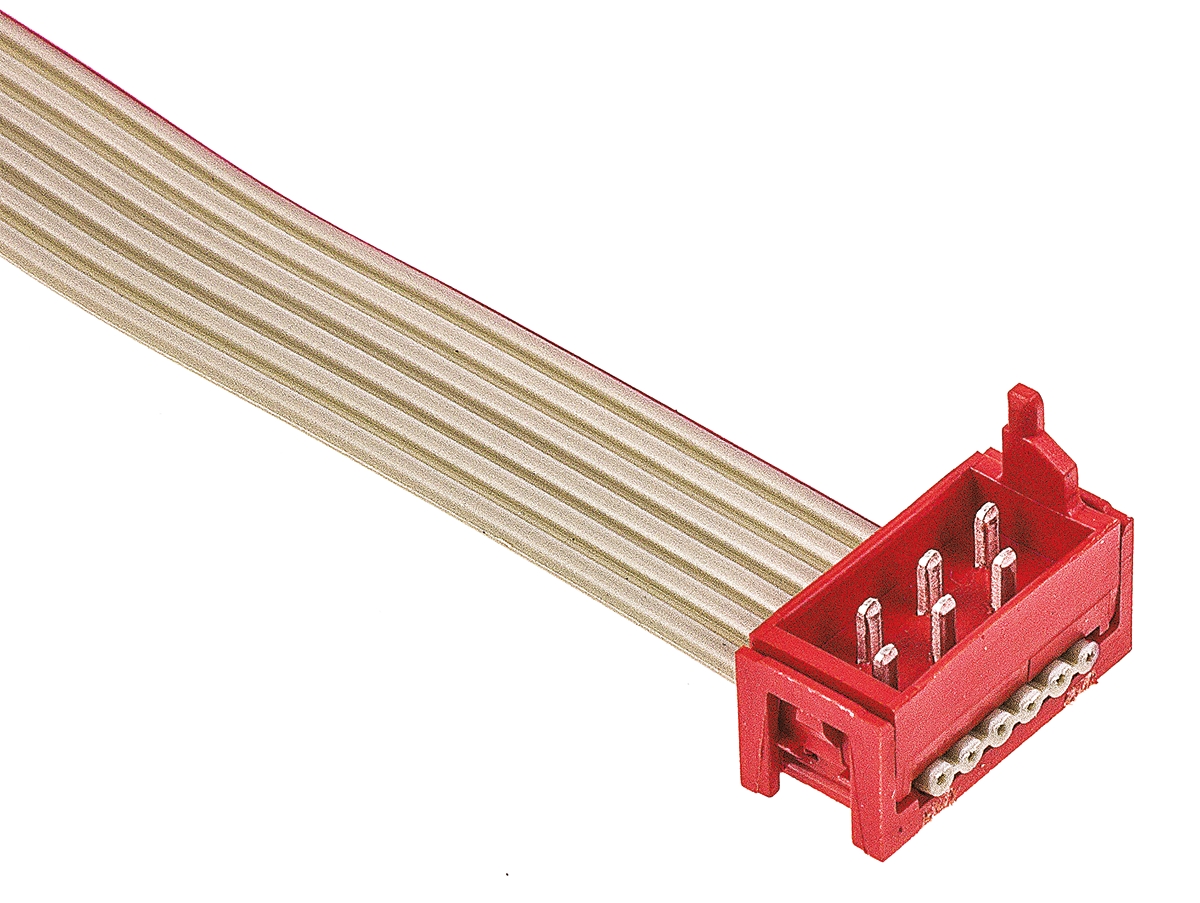 TE Connectivity Micro-MaTch Series Flat Ribbon Cable, 6-Way, 1.27mm Pitch, 100mm Length, Micro-MaTch IDC to Micro-MaTch