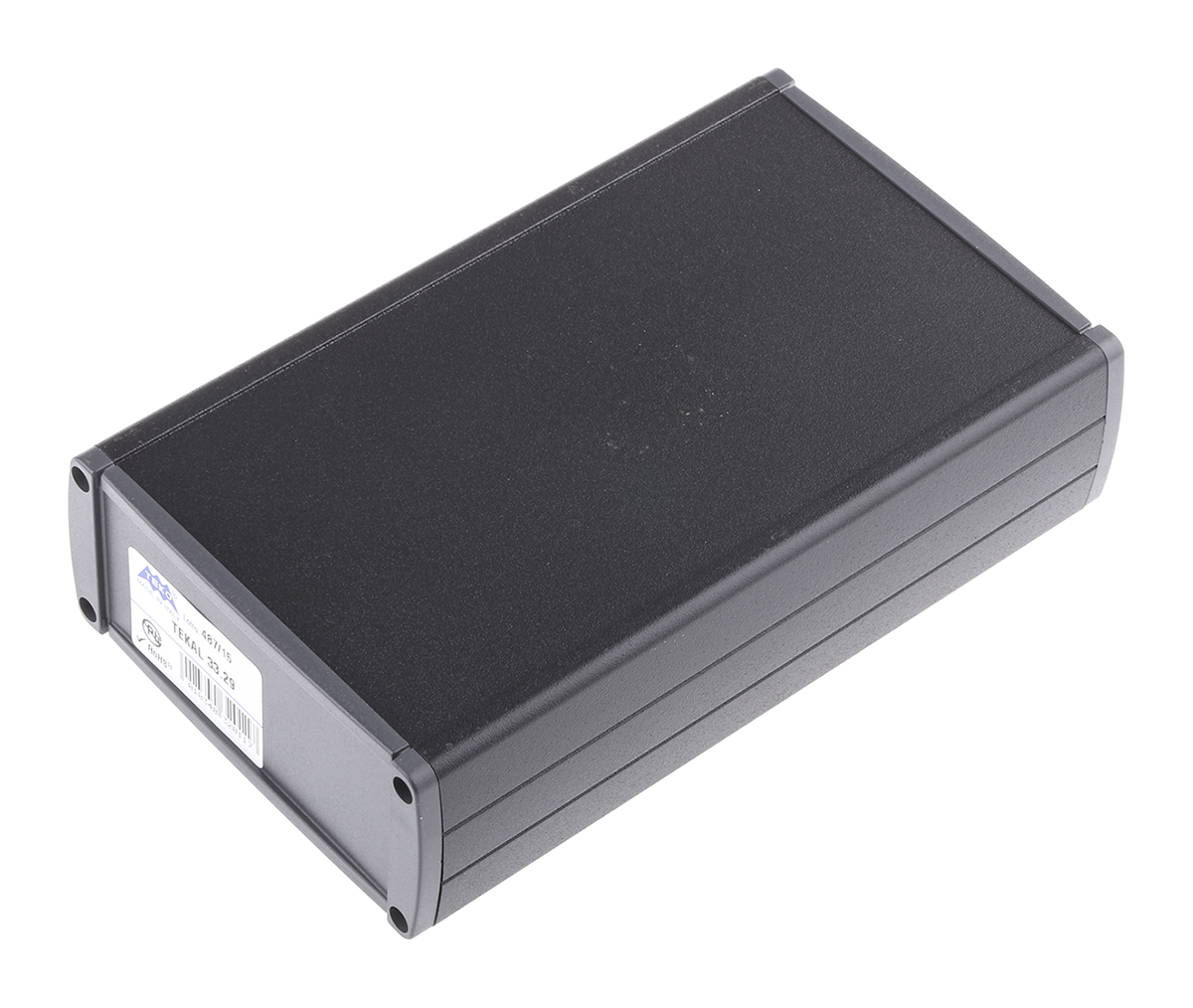OKW Tekal Series Black Aluminium Enclosure, Grey Lid, 175 x 105.9 x 45.8mm