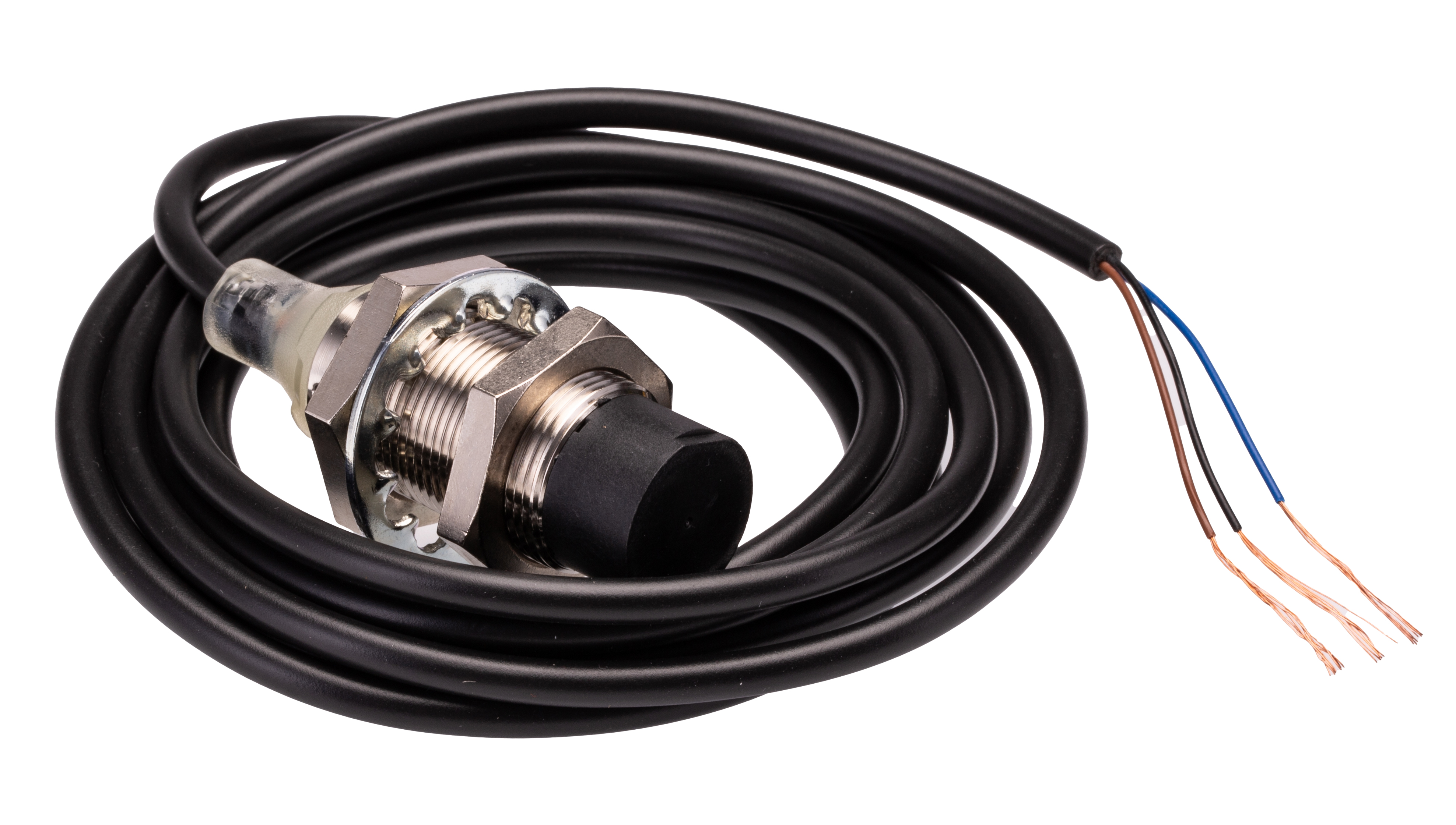 Omron Inductive Threaded Barrel Proximity Sensor, M18, 16 mm Detection, PNP NC, 12 → 24 V dc