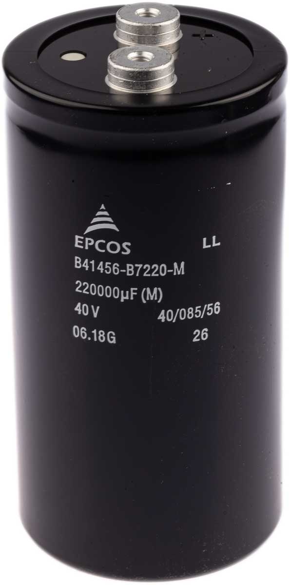 EPCOS 0.22F Aluminium Electrolytic Capacitor 40V dc, Screw Terminal - B41456B7220M600