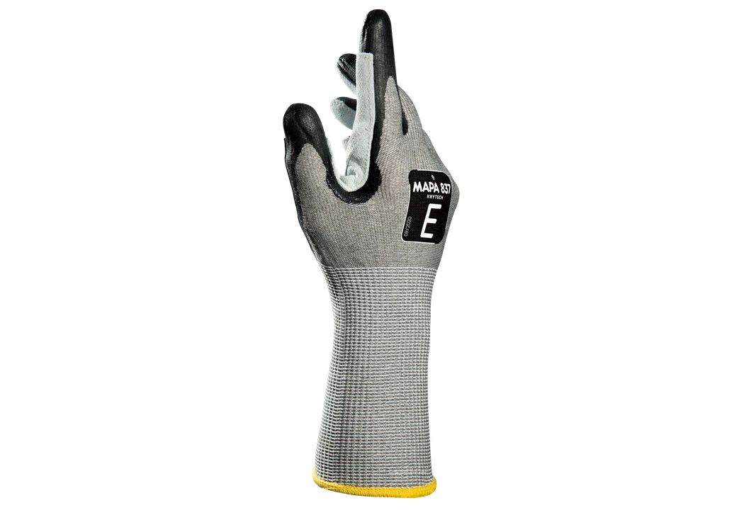 Mapa KryTech 837 Black, Grey High Density Polyethylene Nitrile Foam Work Gloves, Size 11, Nitrile Foam Coating