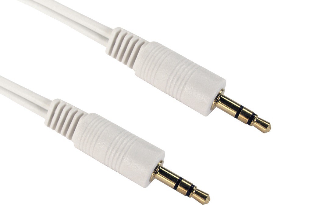 RS PRO Male 3.5mm Stereo Jack to Male 3.5mm Stereo Jack Aux Cable, White, 0.2m