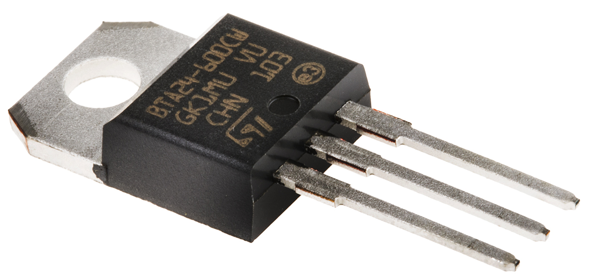 STMicroelectronics Through Hole, 3-pin, TRIAC, 600V, Gate Trigger 1.3V 600V