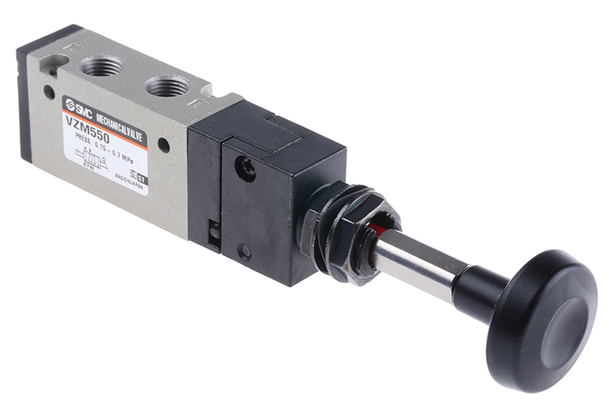 SMC Push Pull 5/2 Pneumatic Manual Control Valve VZM500 Series, Rc 1/8, 1/8in, III B