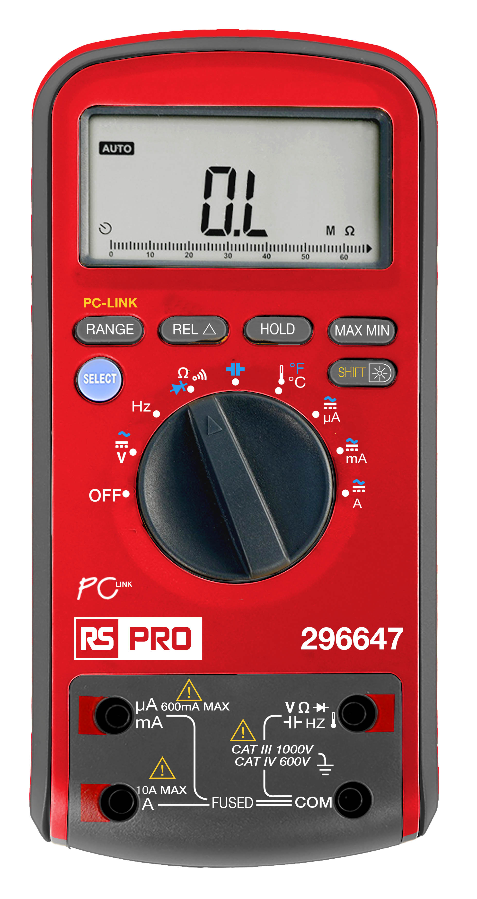 RS PRO Digital, LCD Digital Multimeter, True RMS, 10A ac Max, 10A dc Max, 1000V ac Max - UKAS Calibrated