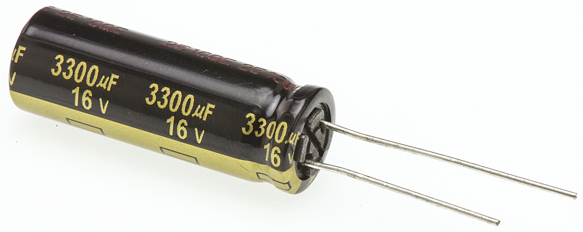 Panasonic 3300μF Aluminium Electrolytic Capacitor 16V dc, Radial, Through Hole - EEUFM1C332L