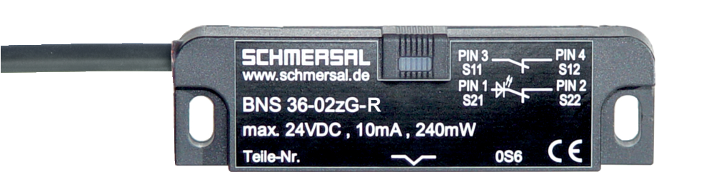 Schmersal BNS 36 Series Flush Magnetic Safety Switch, Reinforced Thermoplastic Housing, 2NC, 5m Cable