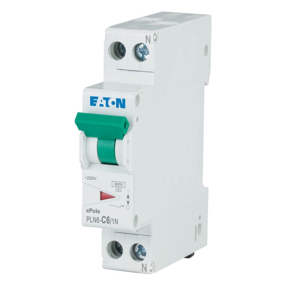 Eaton PLN6 PLN6 MCB, 1P, 6A Curve C, 230V AC, 6 kA Breaking Capacity