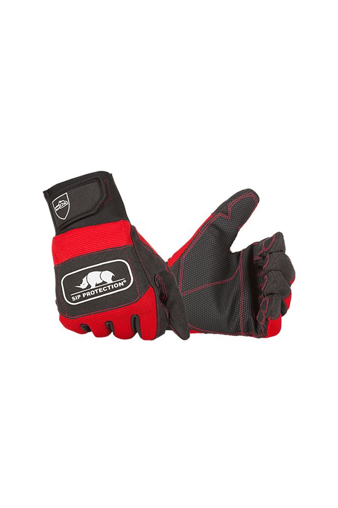 SIP Protection Head-to-toe Black, Red Synthetic Leather Work Gloves, Size 12, Rubber PVC Coating