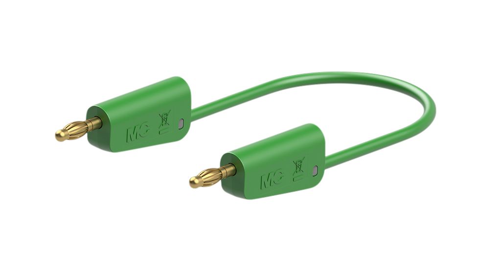 Staubli Test lead, 19A, 30 → 60V, Green, 25cm Lead Length