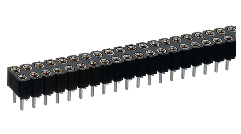 Preci-Dip 801 Series Straight Through Hole PCB Header, 20 Contact(s), 2.54 mm Pitch, 1 Row, Unshrouded