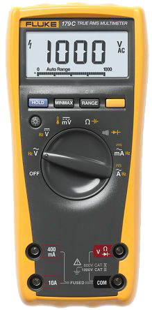 Fluke 179 Handheld Digital Multimeter, True RMS, 10A ac Max, 10A dc Max, 1000V ac Max - UKAS Calibrated