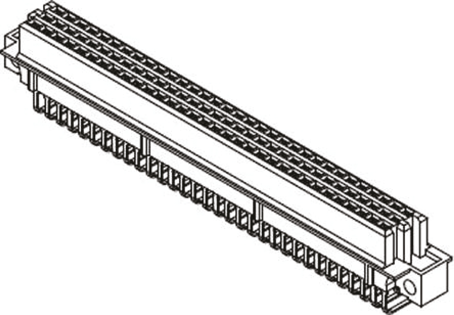 HARTING 09 79 96 Way 2.54mm Pitch, Type R (HE11) Class C2, 3 Row, Right Angle DIN 41612 Connector, Socket