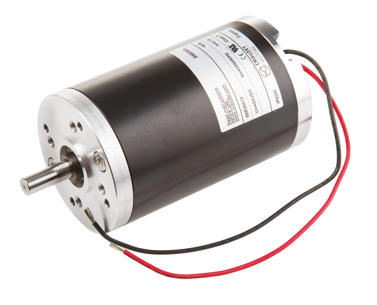 Crouzet Brushed DC Motor, 102 W, 24 V dc, 180 mNm, 3000 rpm, 8mm Shaft Diameter