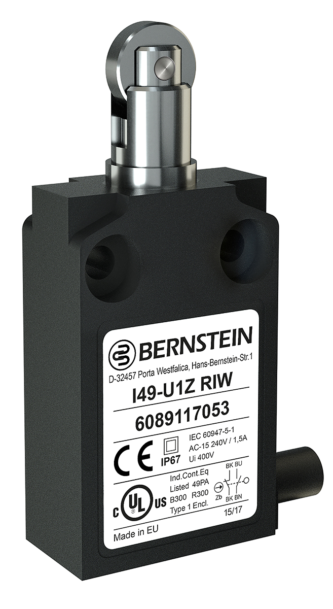 Bernstein AG I49 Series Roller Plunger Limit Switch, NO/NC, IP67, SPST, Plastic Housing