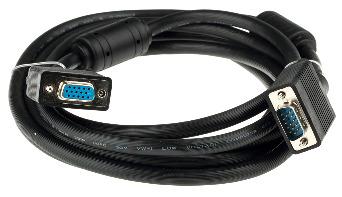 Roline Male VGA to Female VGA Cable, 3m Black