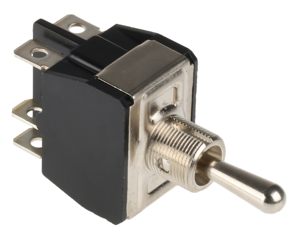APEM Toggle Switch, Panel Mount, On-Off-On, DPDT, Tab Terminal