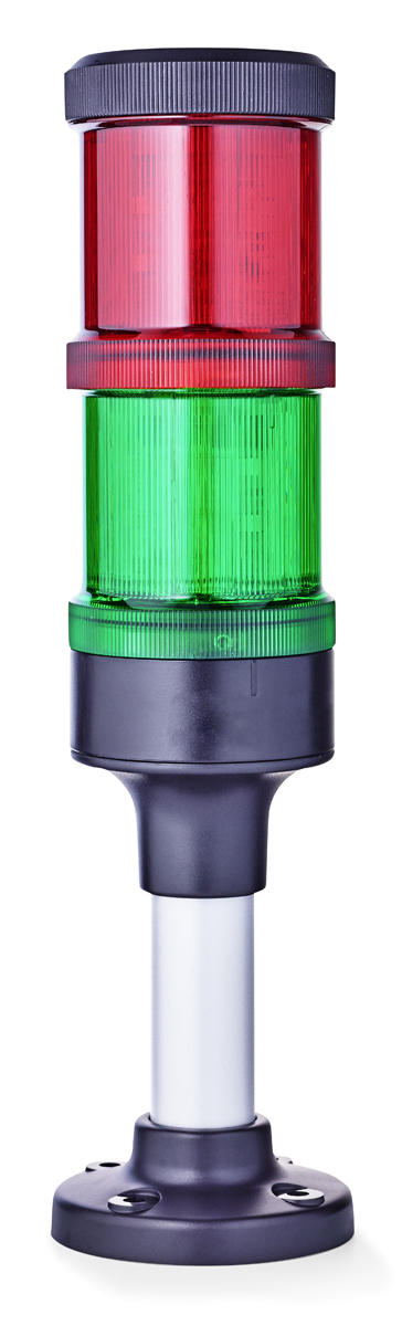 AUER Signal ECOmodul60 Series Red/Green Signal Tower, 2 Lights, 24 V ac/dc, Base Mount