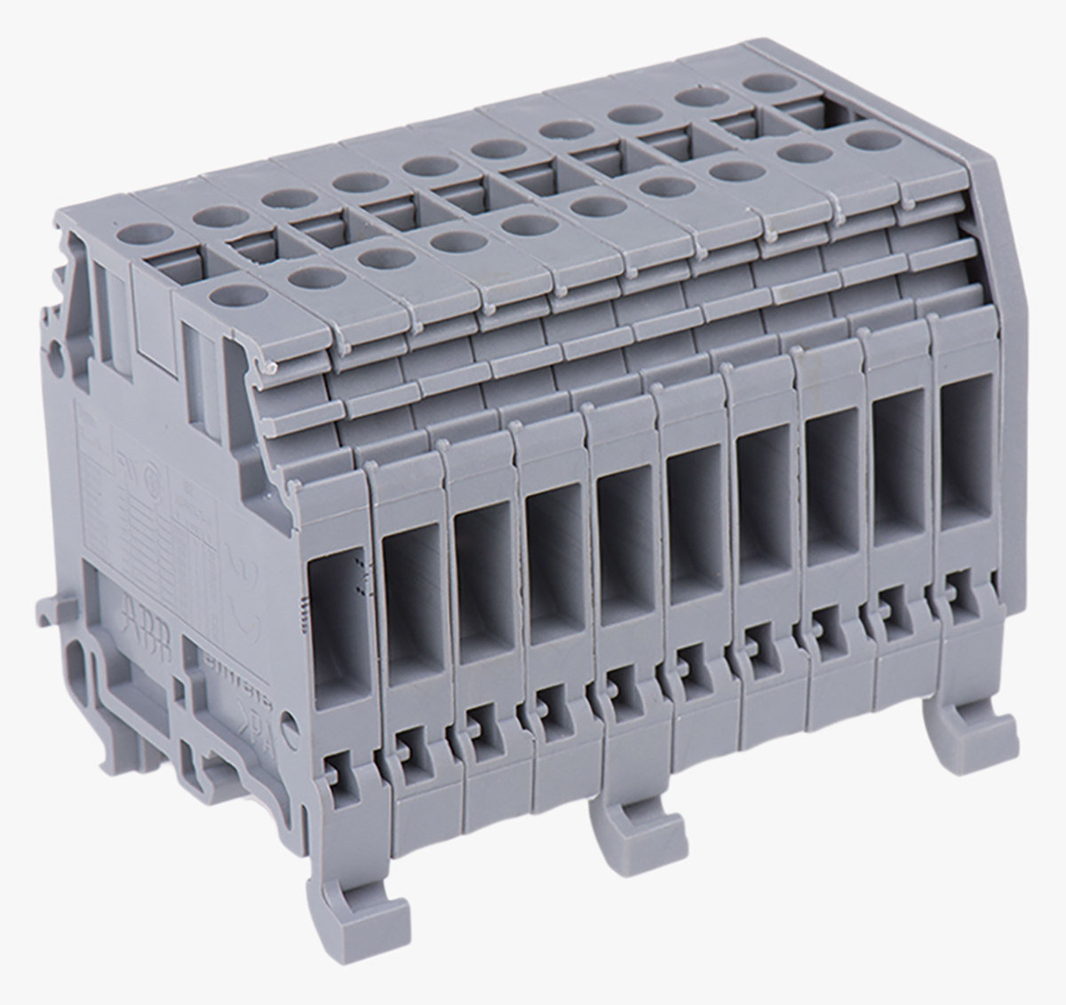 Entrelec Distribution Block, 10 Way, 4mm², 32A, 800 V, Grey