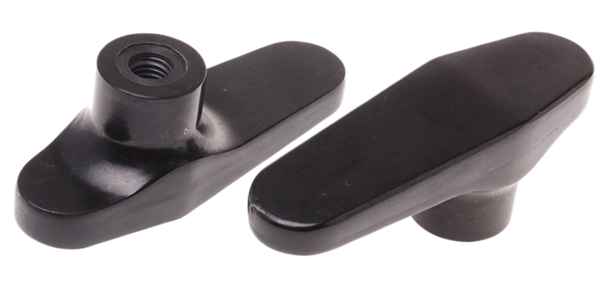 RS PRO Black 1-Arm Clamping Knob, M10, Threaded Hole