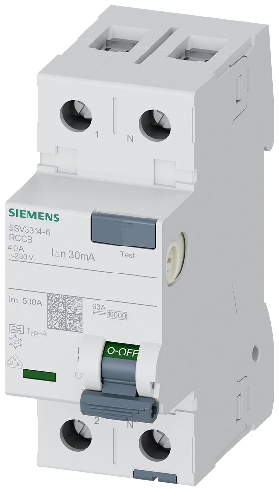 Siemens 5SV3 RCCB, 40A, 2 Pole, 30mA, Type A