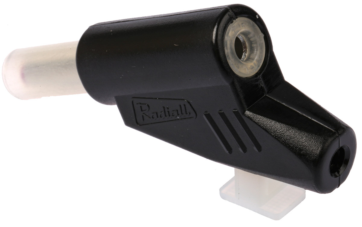 Radiall Black Male Banana Plug, 4 mm Connector, 30A, 750V ac, Nickel, Tin Plating