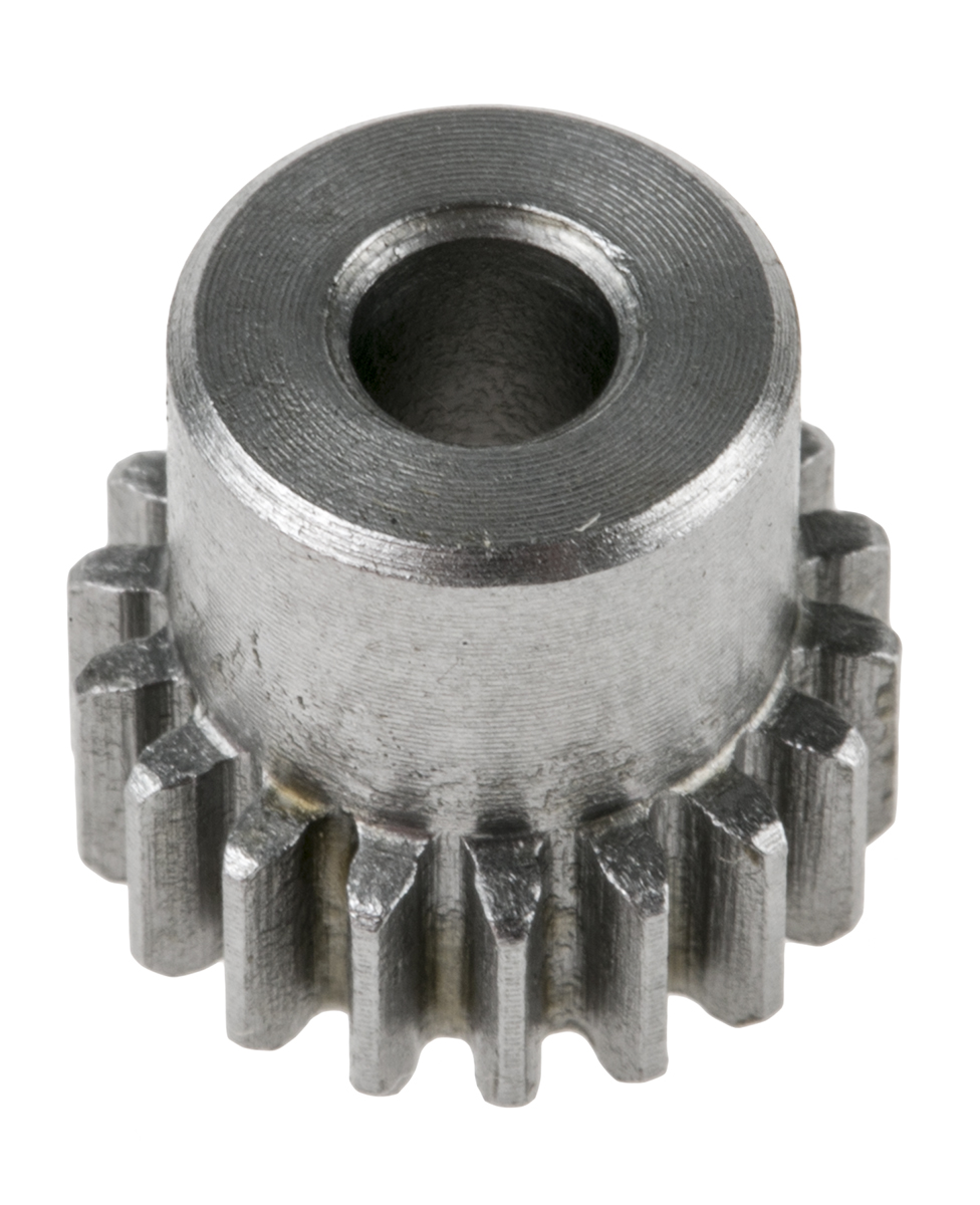RS PRO Steel 18 Teeth Spur Gear, 0.8 Module, 5mm Bore Diam, 14.4mm Pitch Diam, 12mm Hub Diam