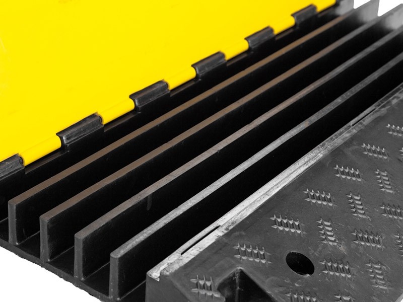 RS PRO 900mm Black/Yellow EV Cable Cover in Rubber, 50mm Inside dia.