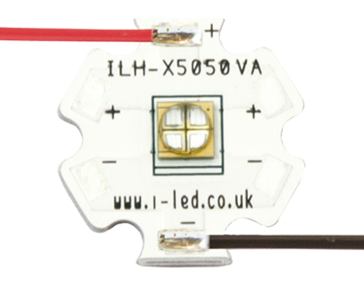 ILH-XQ01-S380-SC211-WIR200 Intelligent LED Solutions, N5050 1 Powerstar Series UV LED, 390nm 1000mW 135 °, 4-Pin