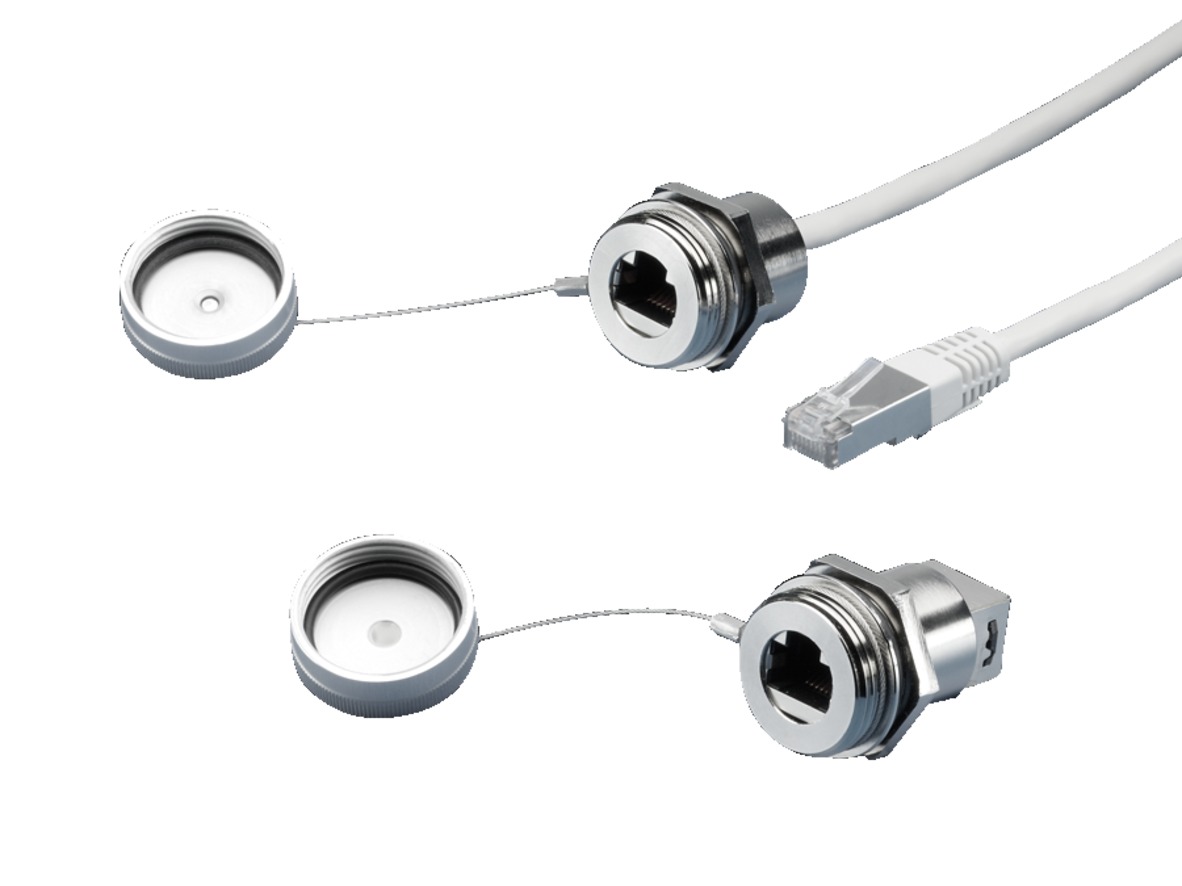 Rittal Horizontal, Wall Mount, Female to Male- Dual Port Type RJ45 IP66, IP67 USB Connector