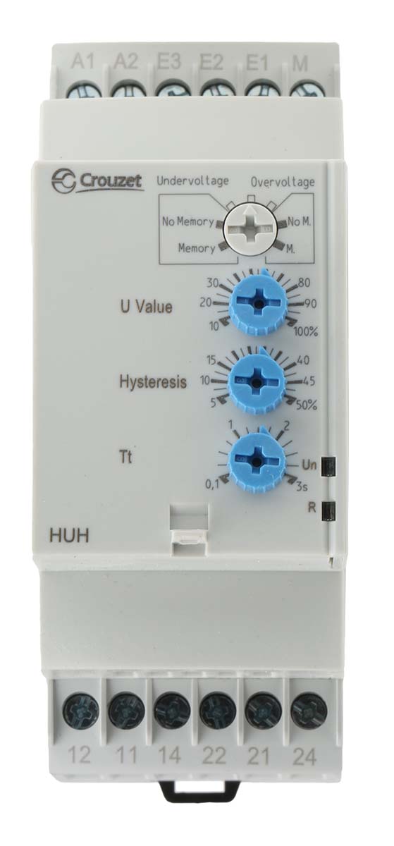 Crouzet Voltage Monitoring Relay, DPDT, 15 → 600 V, DIN Rail