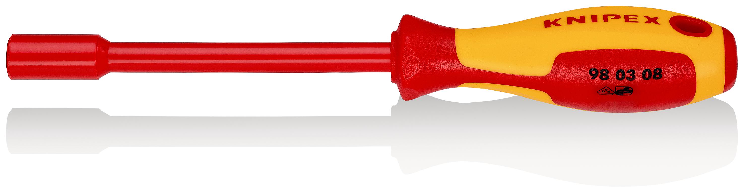 Knipex Hexagonal Nut Driver, 8 mm Tip, VDE/1000V, 125 mm Blade, 237 mm Overall