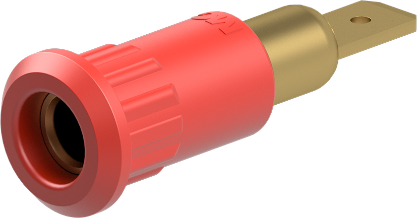 Staubli Red Socket Test Socket, Tab Termination, 25A, 30V ac, Gold Plating