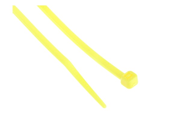 RS PRO Cable Tie, 203mm x 3.6 mm, Yellow Nylon, Pk-250