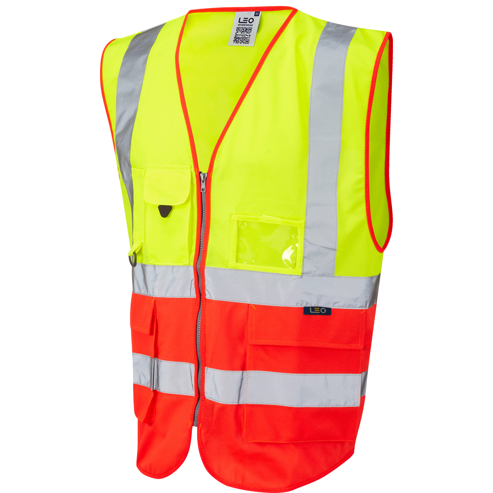 Leo Workwear Orange, Yellow Hi-Vis Hi Vis Vest, M