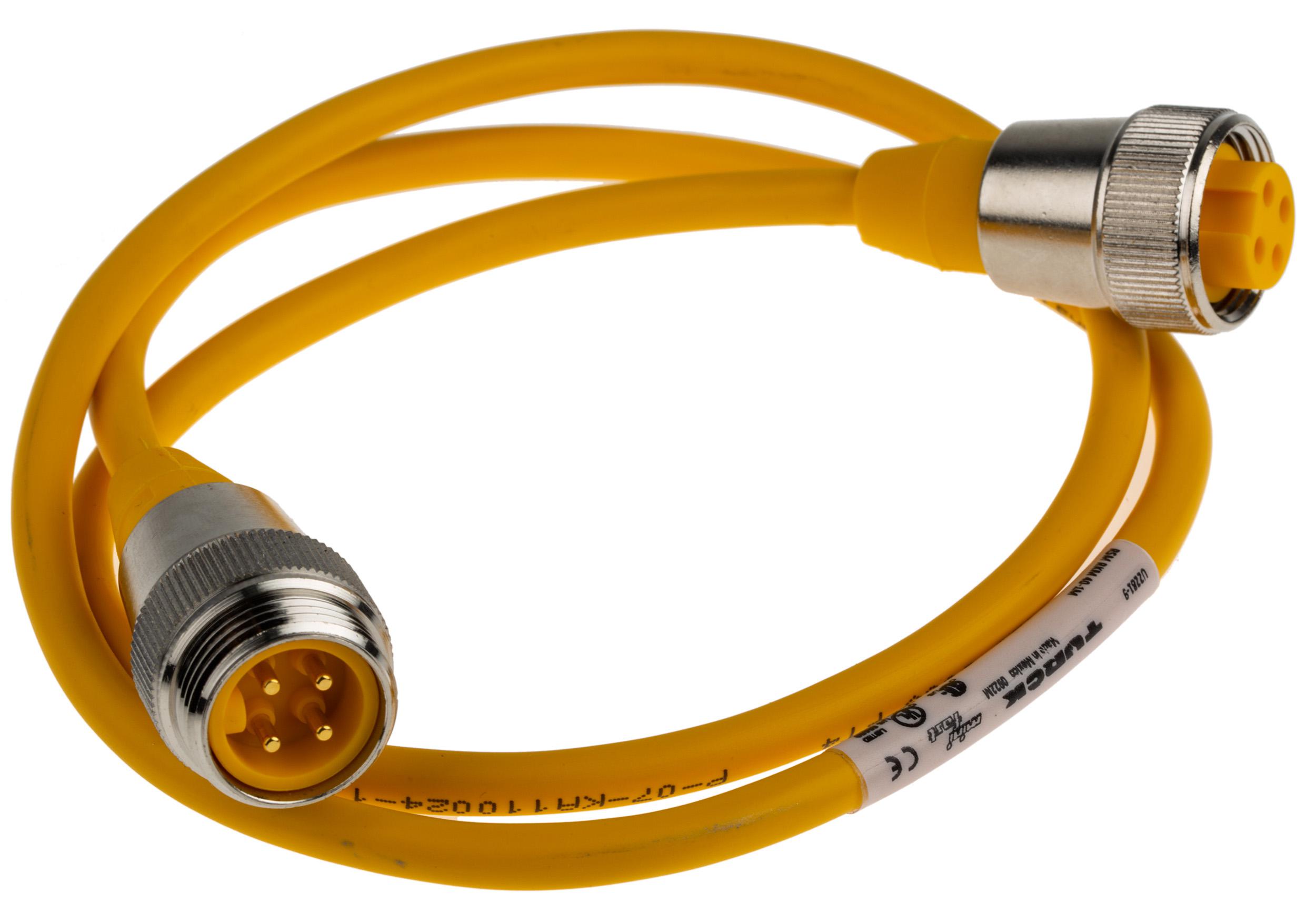 Turck Male 4 way Female 4 way Sensor Actuator Cable, 1 m