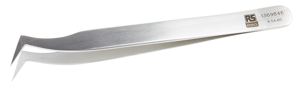 RS PRO 120 mm, Stainless Steel, Flat, Tweezers