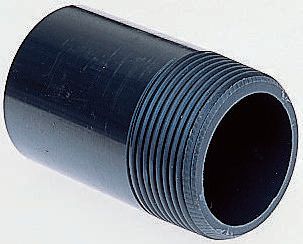 Georg Fischer Plastic Pipe Fitting, Straight Threaded Nipple, R 3/4in to Cement 3/4in