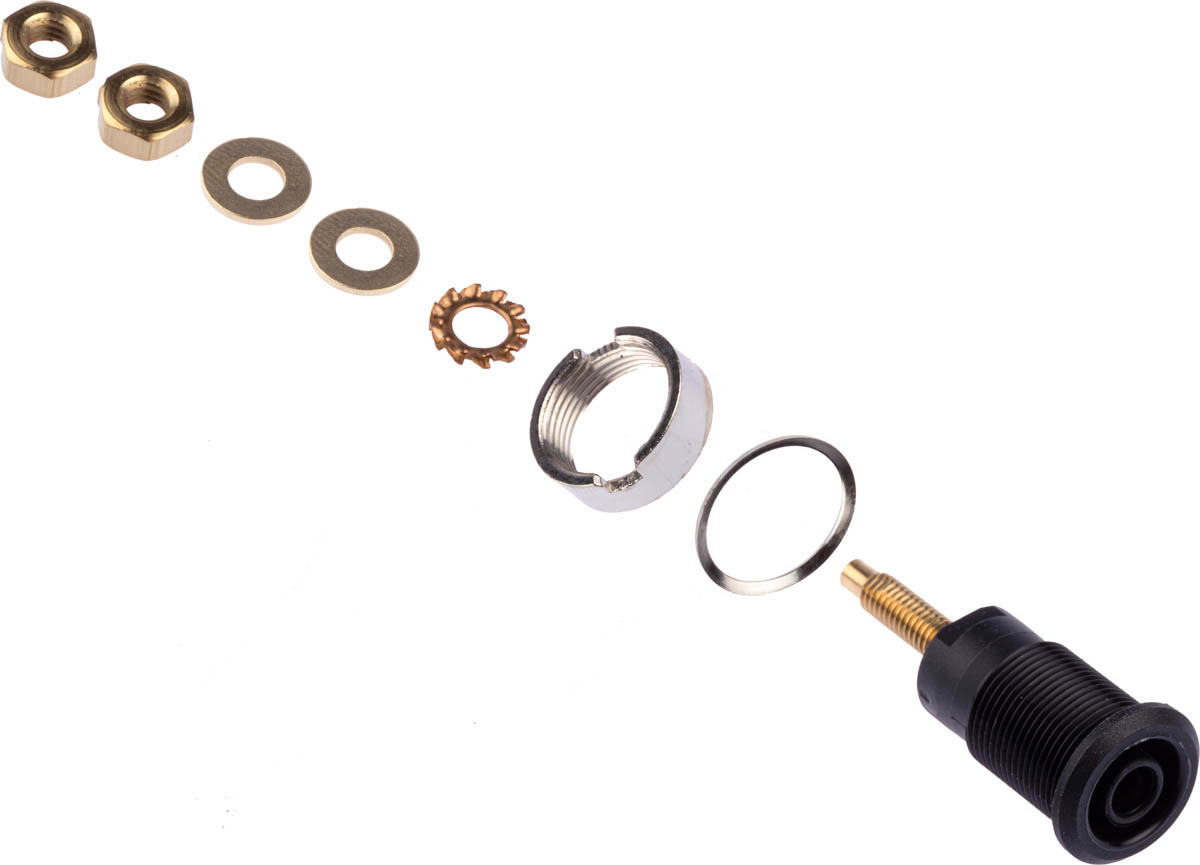 Staubli Black Female Banana Socket, 4 mm Connector, Solder Termination, 32A, 1000V, Gold Plating
