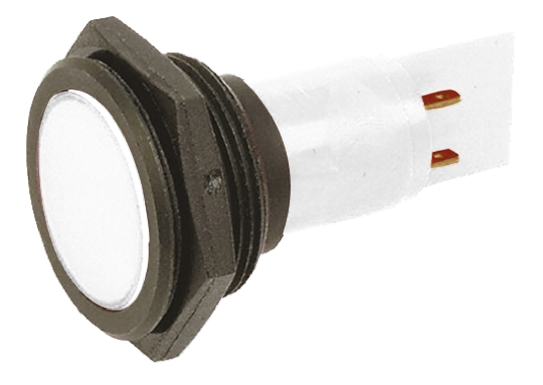 Signal Construct White Panel Mount Indicator, 30mm Mounting Hole Size, Solder Tab Termination, IP67